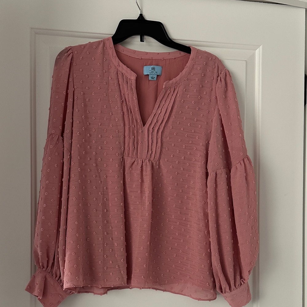 CeCe Blush Pink Textured Blouse